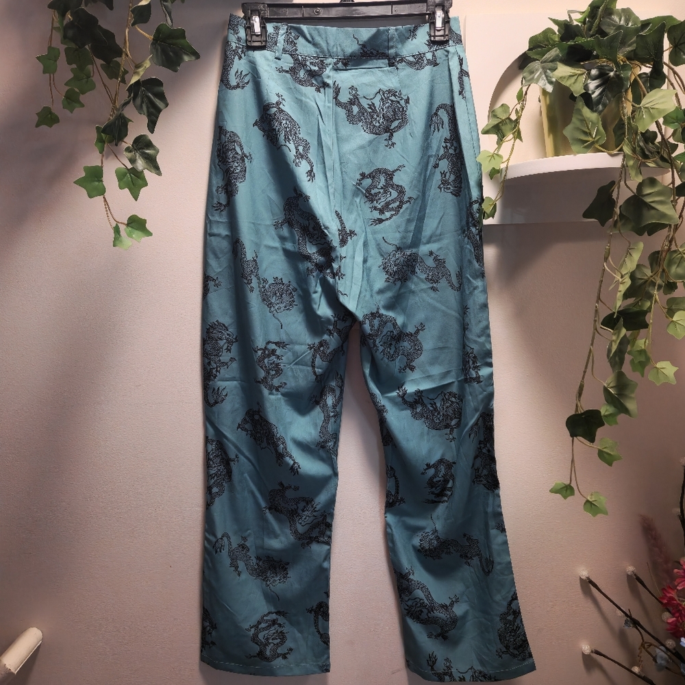 SHEIN Teal and Black Boot Cut Pants - Picture 2 of 3